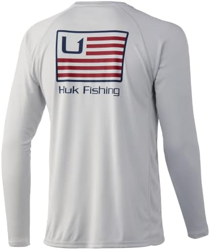 מרדף דגל אמריקנה לגברים של הוק | חולצת דיג של ביצועים עם שרוול ארוך עם +30 הגנה על שמש UPF